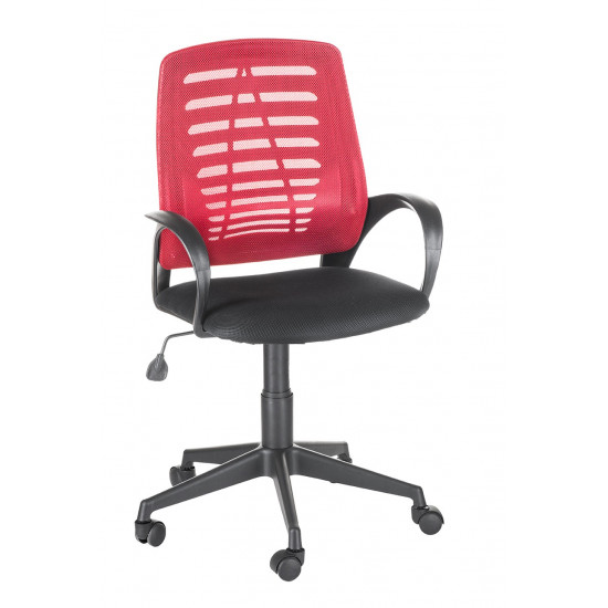 Кресло офисное Ирис стандарт спинка красная W-07, сидушка TW-черная