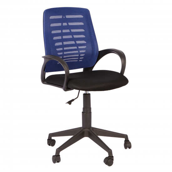 Кресло офисное Ирис стандарт спинка синяя W-05, сидушка TW-черная