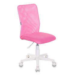 Кресло компьютерное детское KD-9/WH/TW-13A ткань розовая TW06A/TW-13A, пластик белый