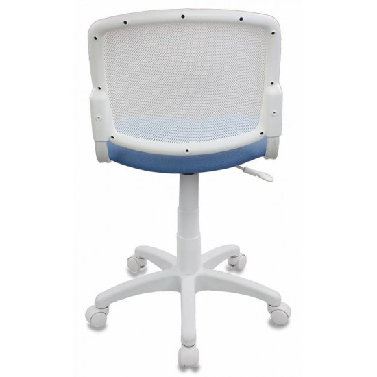 Кресло компьютерное детское CH-W296NX 26-24 спинка сетка белая TW-15, сидушка голубая