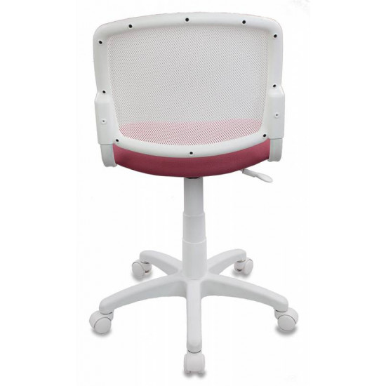 Кресло компьютерное детское CH-W296NX 26-31 спинка сетка белая TW-15, сидушка розовая