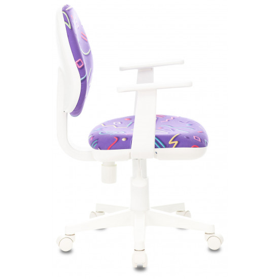 Кресло компьютерное детское CH-W356AXSN Stiks 08 ткань фиолетовая, пластик белый