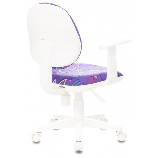 Кресло компьютерное детское CH-W356AXSN Stiks 08 ткань фиолетовая, пластик белый