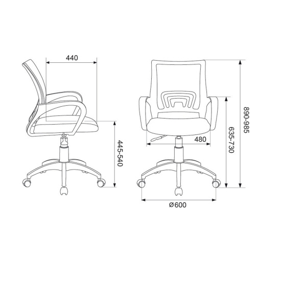 Кресло офисное CH-W695NLT TW-04 спинка сетка серая, TW-12 сидушка серая, пластик белый