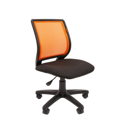Кресло офисное СН-699, без подлокотников, ткань черная, сетка оранжевая