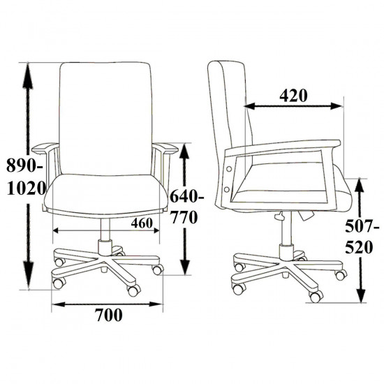 Кресло офисное Samba GTP (comfort) V-4 1.031 кожзам черный, подлокотник орех, крестовина хром (box-2)