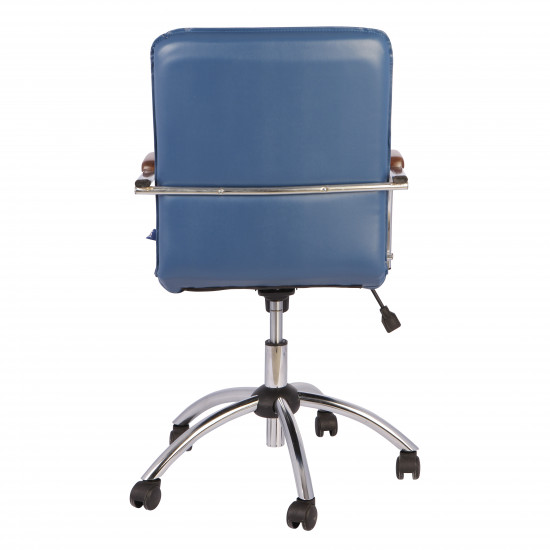 Кресло офисное Samba GTP CHR61 V-15 1.007 кожзам синий, подлокотник бук, крестовина хром (box-2)