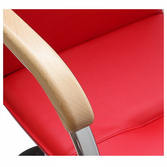 Кресло офисное Samba GTP (comfort) V-27 1.007 кожзам красный, подлокотник бук, крестовина хром (box-2)