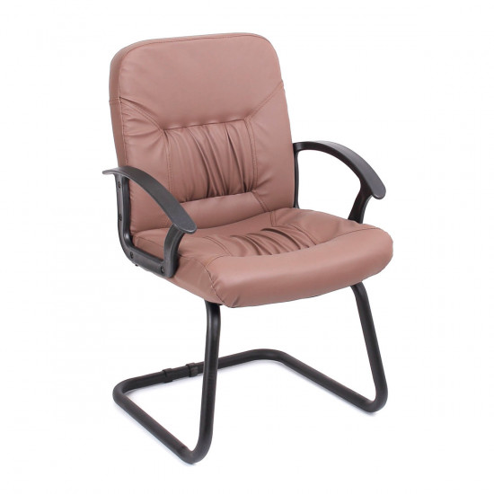 Конференц-кресло на полозьях Чип кожзам коричневый (ультра)