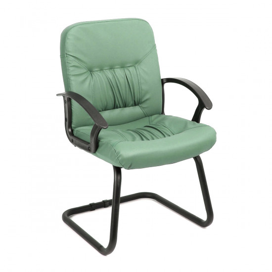 Конференц-кресло на полозьях Чип кожзам зеленый (ультра)