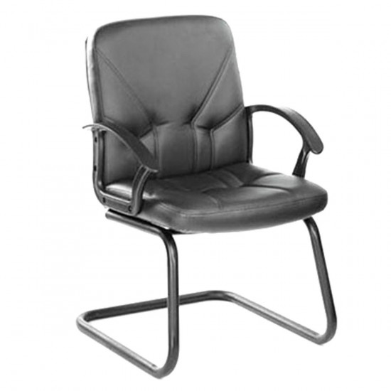 Конференц-кресло на полозьях Чип 365 кожзам черный (ультра)