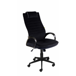 Кресло руководителя Квест Neo-28 флок черный, кант 26 серый (ультра)