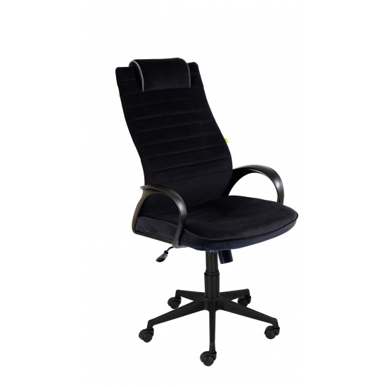 Кресло руководителя Квест Neo-28 флок черный, кант 26 серый (ультра)