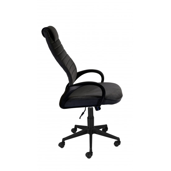 Кресло руководителя Квест Neo-26 флок серый, кант 28 черный (ультра)