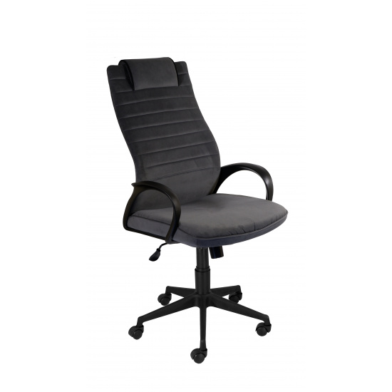 Кресло руководителя Квест Neo-26 флок серый, кант 28 черный (ультра)