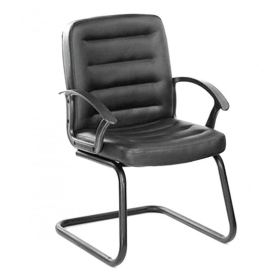 Конференц-кресло на полозьях Чип 192 кожзам черный (ультра)