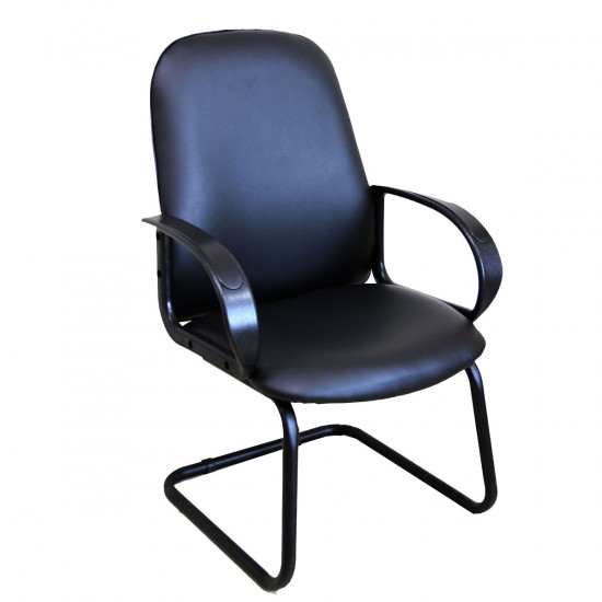 Конференц-кресло на полозьях Вега кожзам черный (ультра)