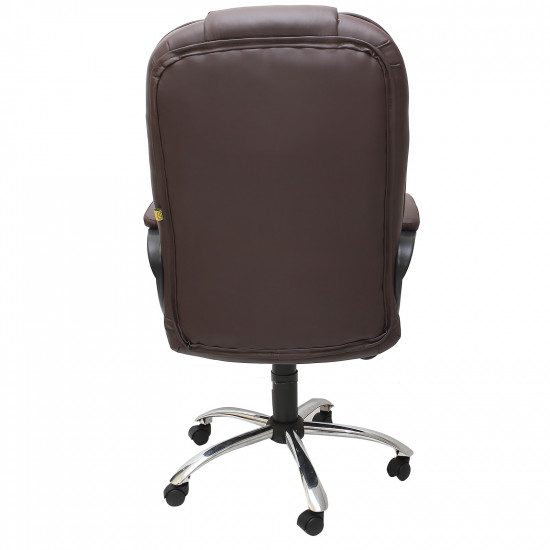 Кресло руководителя Бруно хром кожзам коричневый (ультра)