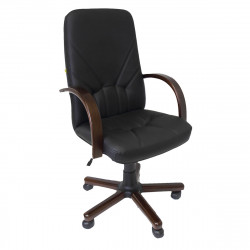 Кресло руководителя Менеджер Экстра кожа черная 8500-N (прямоугольная спинка)
