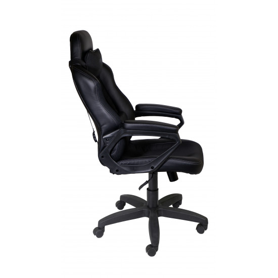 Кресло игровое Морган кожзам черный, ткань TW черная (ультра)
