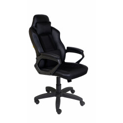 Кресло игровое Морган кожзам черный, ткань TW черная (ультра)