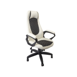 Кресло игровое Гелакси кожзам белый, ткань черная (ультра)