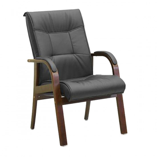 Конференц-кресло Империя орех гамильтон, кожа черная NL01