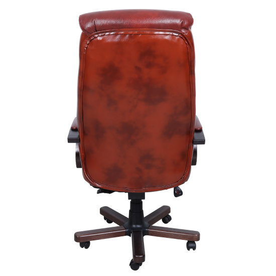 Кресло руководителя Алекс Экстра, Кантри 1.031, кожа коричневая, подлокотник орех с накладками, МТГ