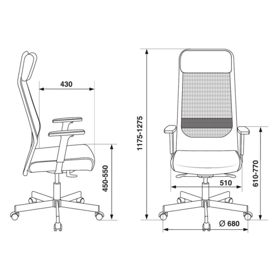 Кресло руководителя T-995/Black TW-01 сетка черная, кожзам черный, крестовина металл