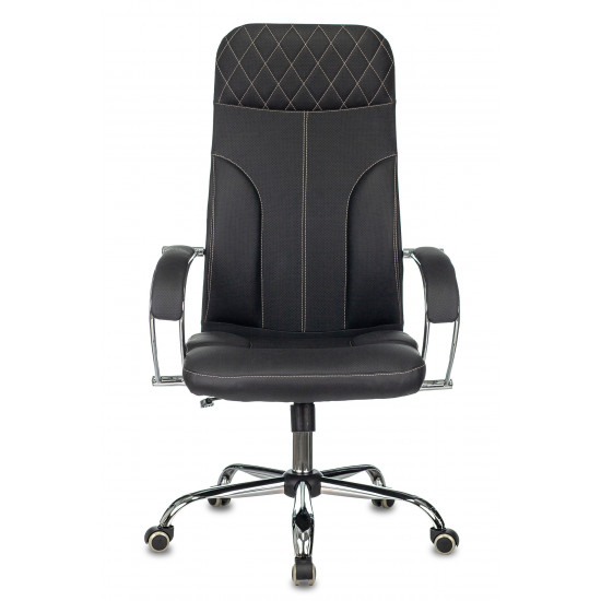 Кресло руководителя СН-608SL/Eco/Black, кожзам черный, крестовина металл