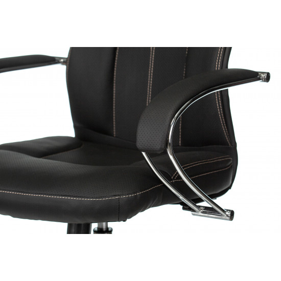 Кресло руководителя СН-608SL/Eco/Black, кожзам черный, крестовина металл