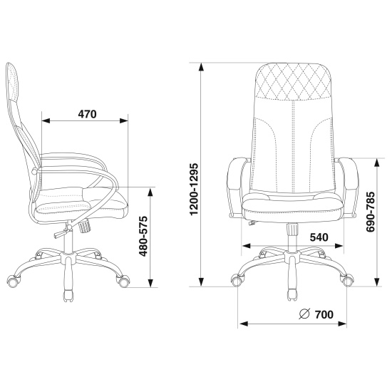 Кресло руководителя СН-608SL/Eco/Black, кожзам черный, крестовина металл