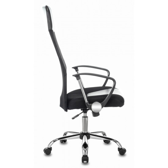 Кресло руководителя СН-600SL/Lux/Black сетка черная, кожзам черный