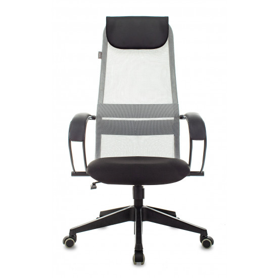 Кресло руководителя СН-607/LGrey сетка серая, ткань черная