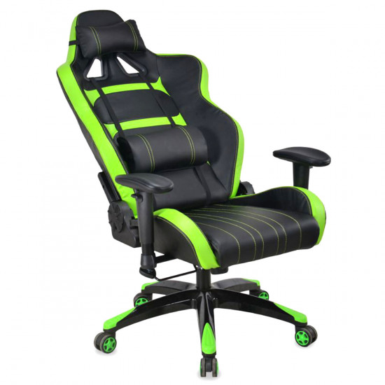 Кресло игровое CH-772N Black+Green кожзам черно-салатовый, 2 подушки
