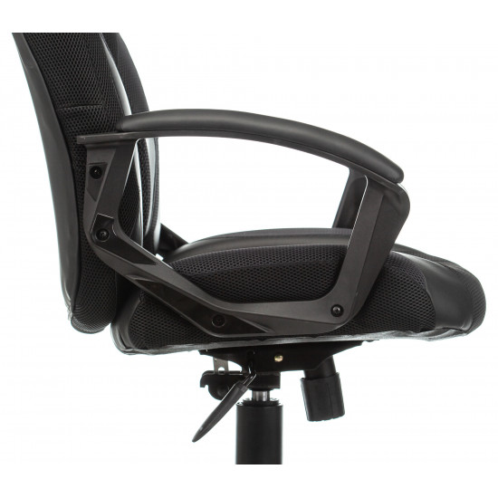 Кресло игровое Viking-9/Black ткань серо-черная кожзам черный