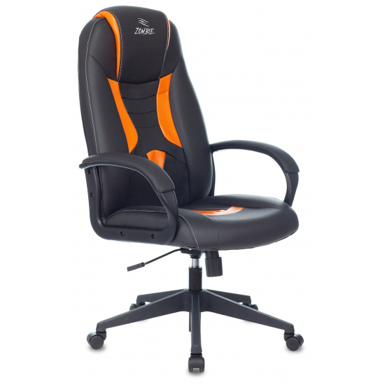 Кресло игровое Zombie 8 Orange, кожзам черно-оранжевый
