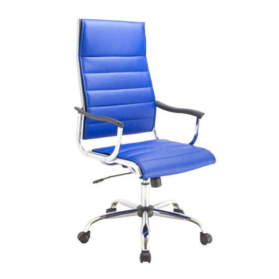 Кресло руководителя CH-994/Blue кожзам синий, крестовина хром