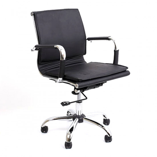 Кресло руководителя CH-993-Low/black кожзам черный, низкая спинка, крестовина хром