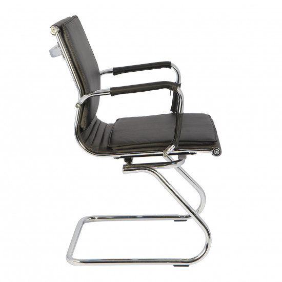 Конференц-кресло CH-993-Low-V/black кожзам черный, полозья хром