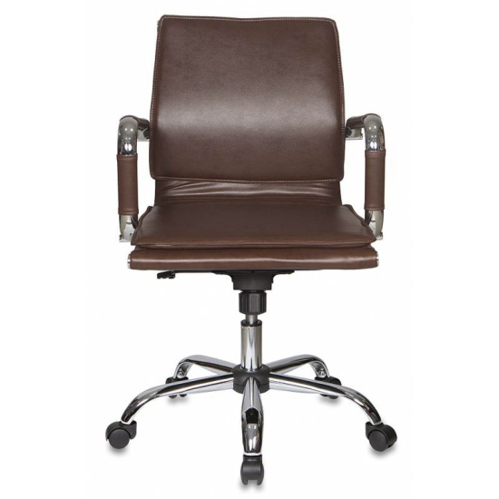 Кресло руководителя CH-993-Low/brown кожзам коричневый, низкая спинка, крестовина хром