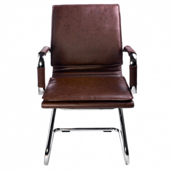 Конференц-кресло CH-993-Low-V/brown кожзам коричневый, полозья хром