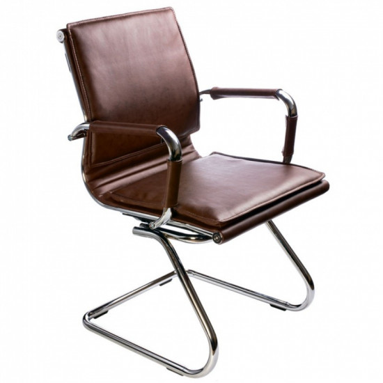 Конференц-кресло CH-993-Low-V/brown кожзам коричневый, полозья хром