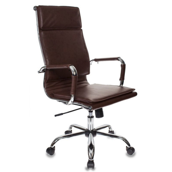 Кресло руководителя CH-993/brown кожзам коричневый, крестовина хром