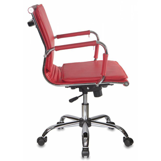 Кресло руководителя CH-993-Low/red кожзам красный, низкая спинка, крестовина хром