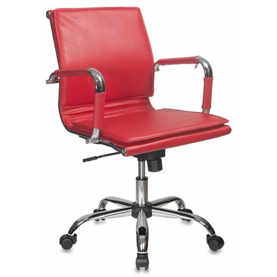 Кресло руководителя CH-993-Low/red кожзам красный, низкая спинка, крестовина хром