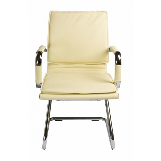 Конференц-кресло CH-993-Low-V/ivory кожзам слоновая кость, полозья хром