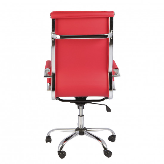 Кресло руководителя CH-993/red кожзам красный, крестовина хром