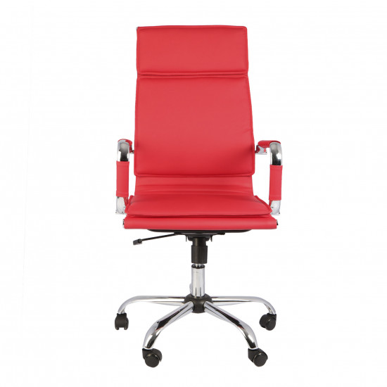 Кресло руководителя CH-993/red кожзам красный, крестовина хром
