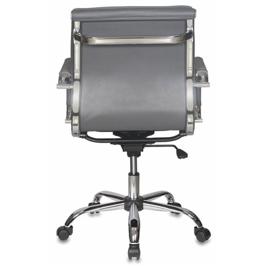 Кресло руководителя CH-993-Low/grey кожзам серый, низкая спинка, крестовина хром